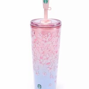 Disney Cherry Blossom Mickey Mouse Icon Sakura Starbucks Tumbler & Straw